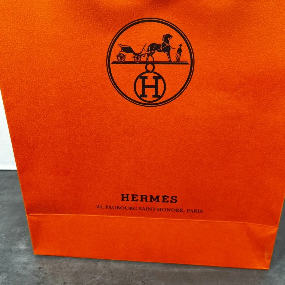 Hermes Paris Orange Paper Shopping Bag Small Medium Boutique Gift Bag 11.25x8.25